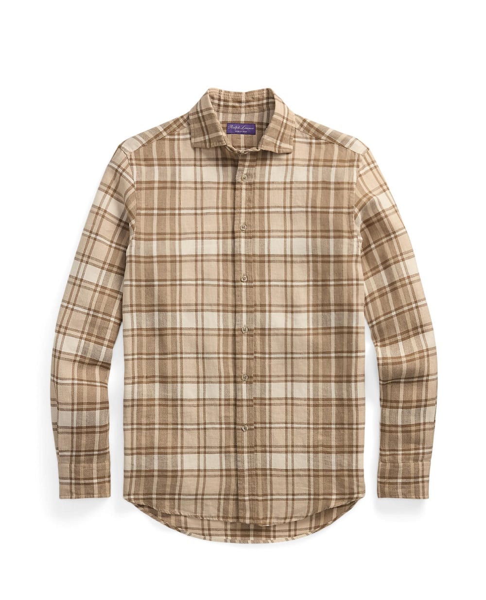 Рубашка из льна и хлопка Ralph Lauren Purple Label 790977158001, коричневый цвет • Купить в интернет-магазине Kameron