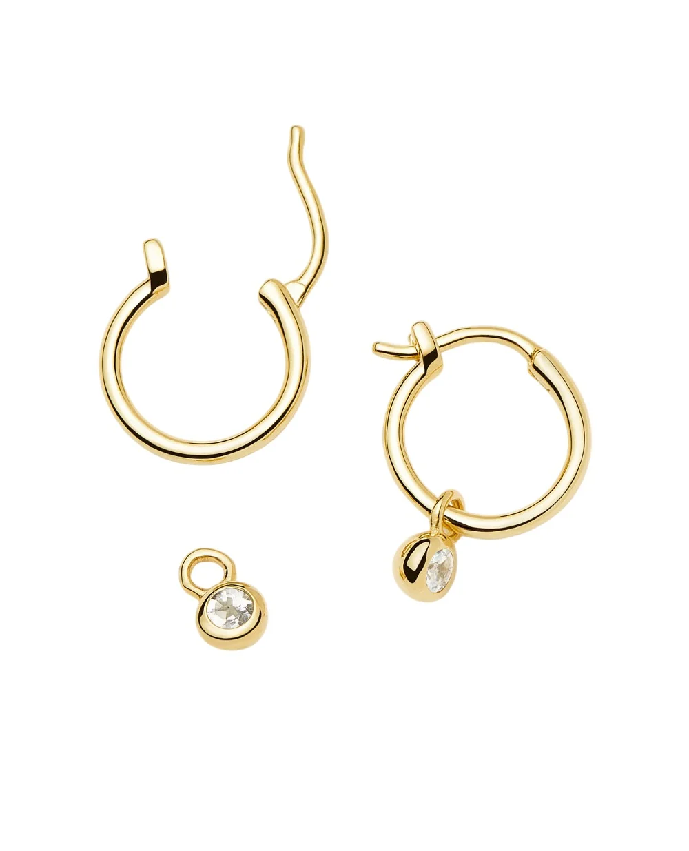 Сережки-кільця з мініатюрними підвісками Missoma BSH-G-E2-CR, золотий колір • Купити в інтернет-магазині Kameron