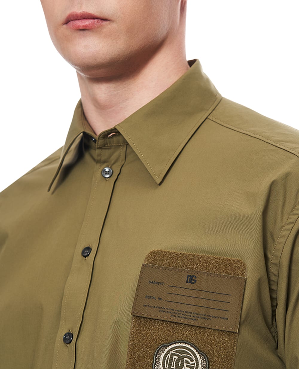 Рубашка с нашивкой логотипа Dolce&Gabbana G5OE4Z-FUFN9, хаки цвет • Купить в интернет-магазине Kameron