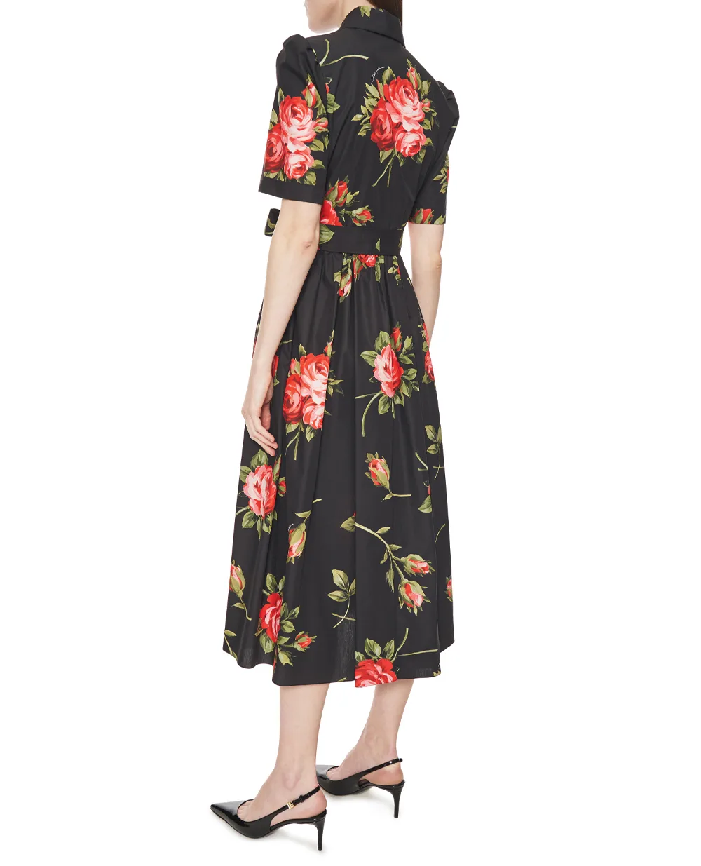 Сукня-сорочка з квітковим принтом Dolce&Gabbana F6JFNT-HS5UT, чорний колір • Купити в інтернет-магазині Kameron