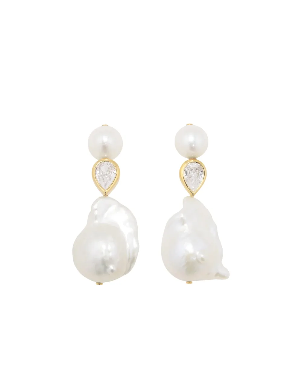 Серьги из переработанного золота с жемчугом и цирконием Completedworks P56, золотой цвет • Купить в интернет-магазине Kameron