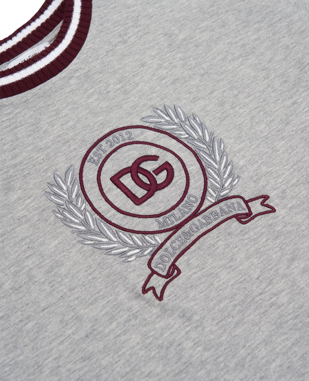 Детская футболка с вышивкой логотипа Dolce&Gabbana Kids L4JTJW-G7PUZ-S, серый цвет • Купить в интернет-магазине Kameron