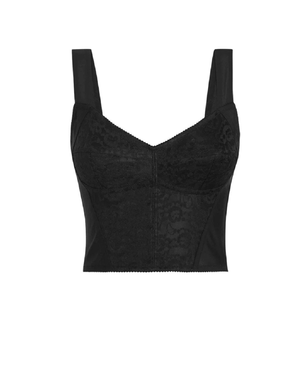 Бюстьє з корсетної жакардової тканини та мережива Dolce&Gabbana F7T19T-GDCLQ, чорний колір • Купити в інтернет-магазині Kameron