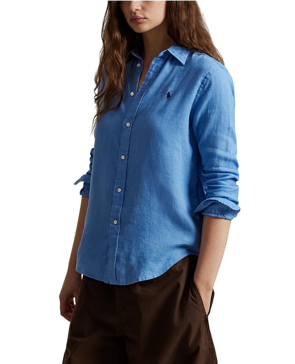 Льняная рубашка Polo Ralph Lauren 211970730510, голубой цвет • Купить в интернет-магазине Kameron