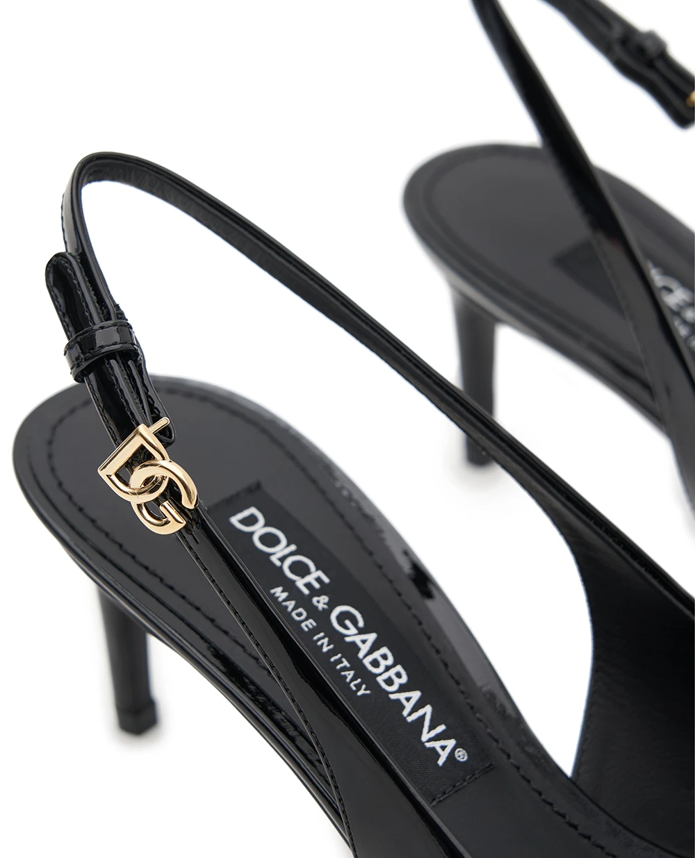 Слингбэки из лакированной кожи Dolce&Gabbana CG0773-A1471, черный цвет • Купить в интернет-магазине Kameron