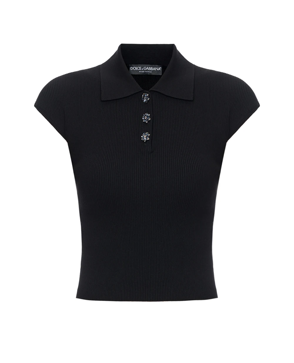 Поло трикотажне в рубчик Dolce&Gabbana FXZ41Z-JFMHG, чорний колір • Купити в інтернет-магазині Kameron