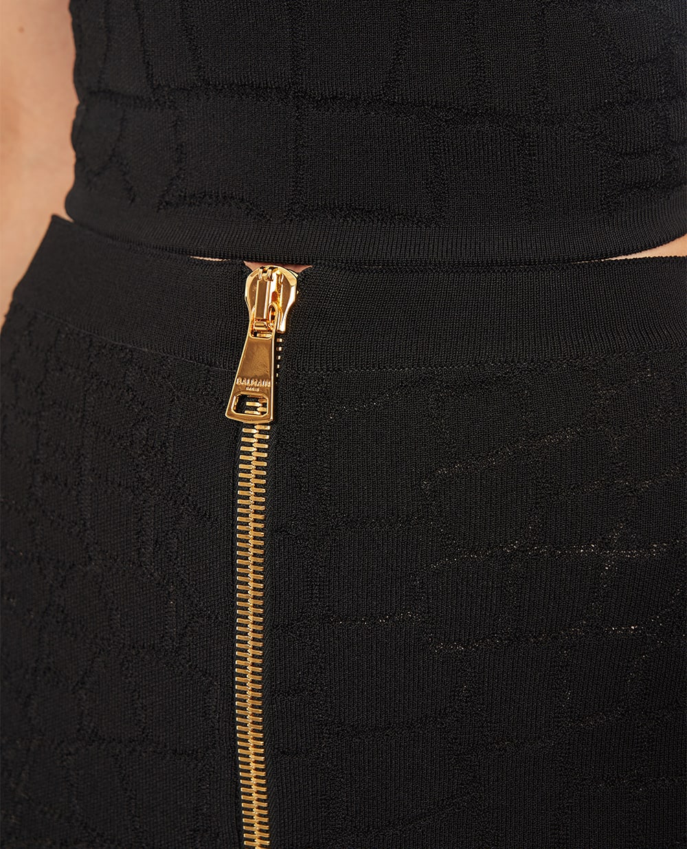 Юбка с молнией Balmain FF0LC290KJ14, черный цвет • Купить в интернет-магазине Kameron