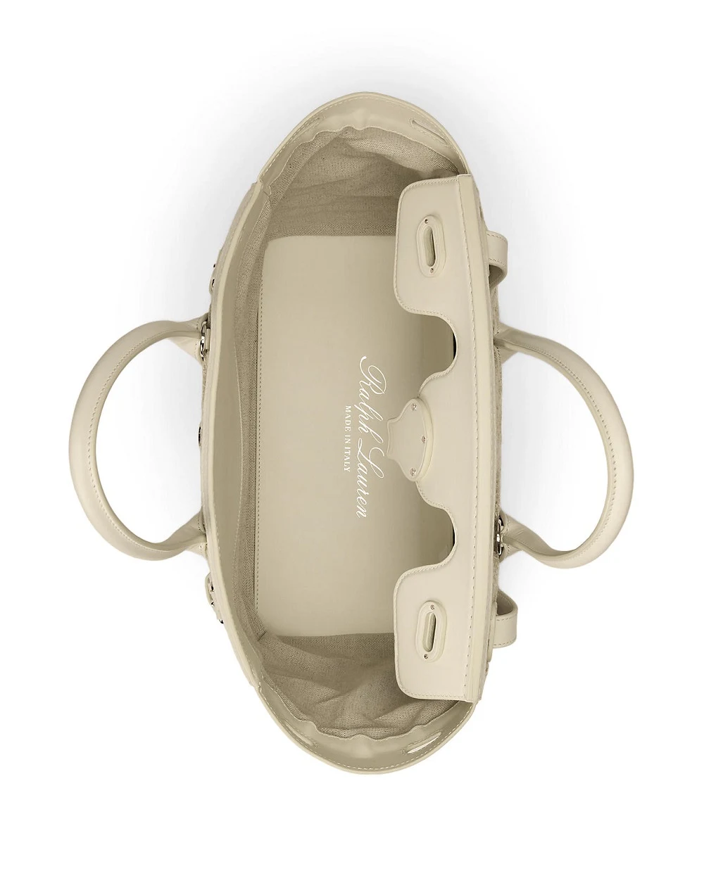 Сумка з джутової суміші Soft Ricky 33 Herringbone Ralph Lauren Collection 435977803001, бежевий колір • Купити в інтернет-магазині Kameron