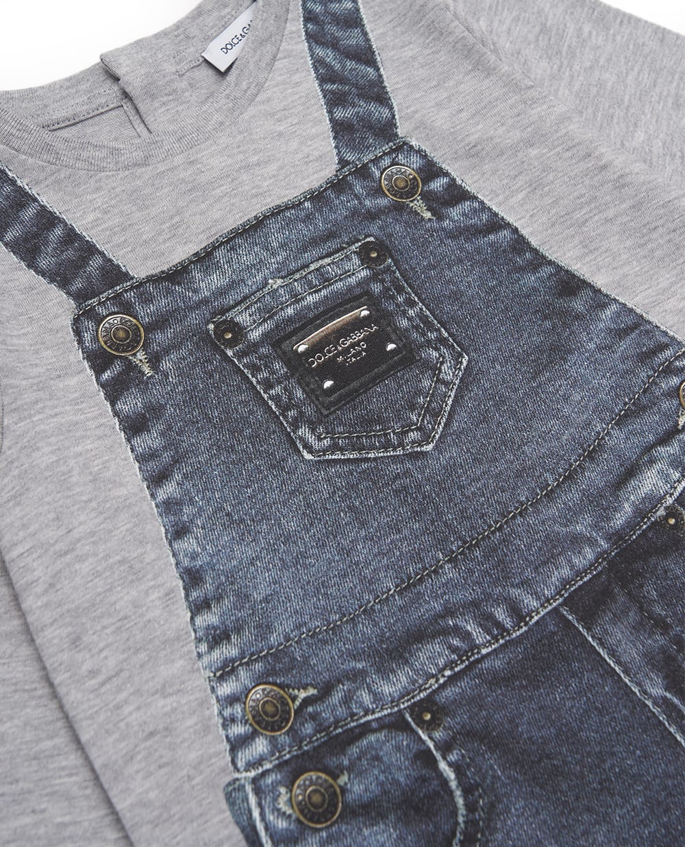 Дитячий боді з принтом Dolce&Gabbana Kids L1JOCI-G7PVE, сірий колір • Купити в інтернет-магазині Kameron