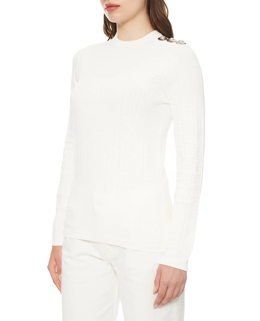 Пуловер Balmain FF1KD090KI63, белый цвет • Купить в интернет-магазине Kameron