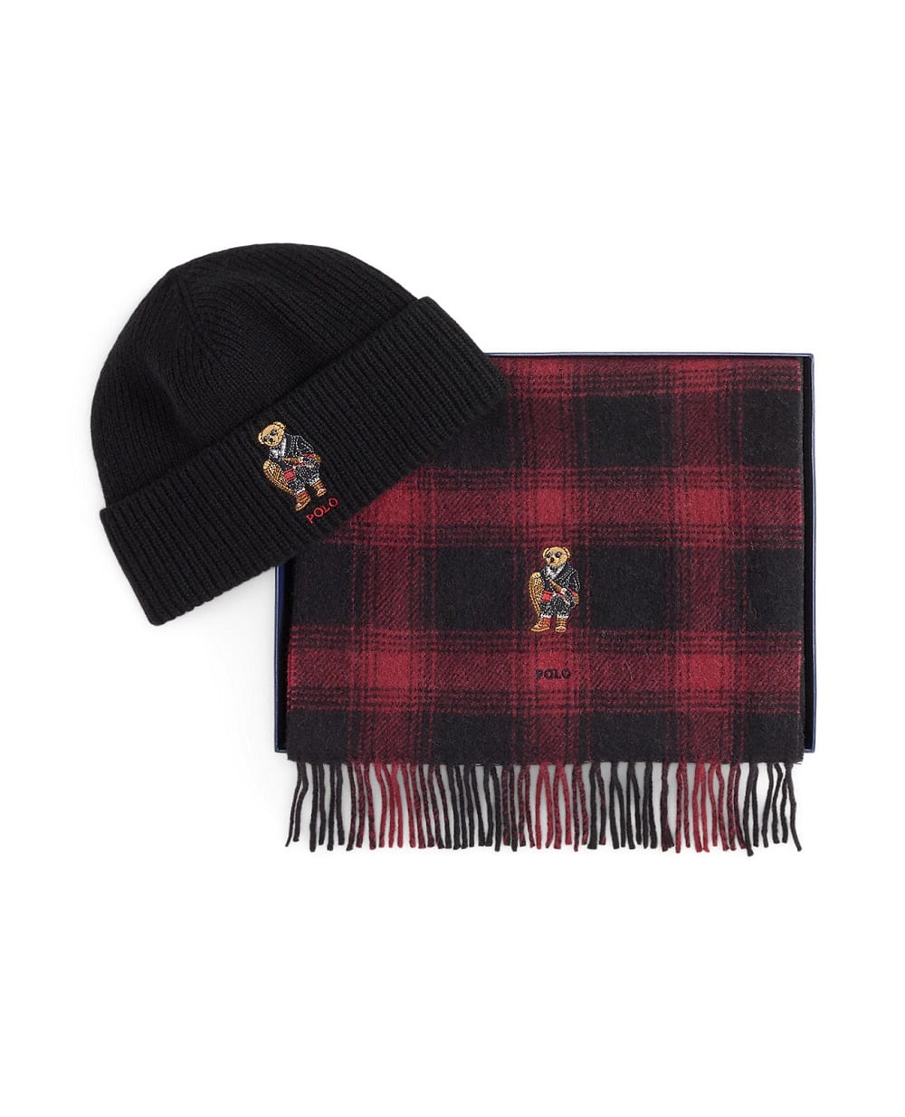 Комплект из шарфа и шапки Polo Bear Polo Ralph Lauren 449P02049001, черный цвет • Купить в интернет-магазине Kameron