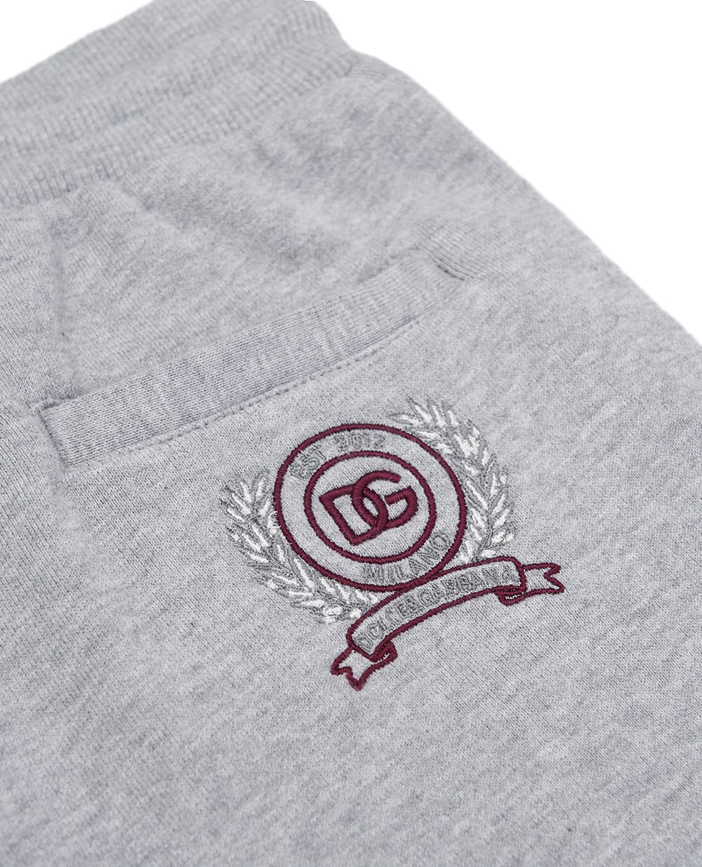 Детские спортивные флисовые брюки с вышивкой (костюм) Dolce&Gabbana Kids L4JPLI-G7PUY-B, серый цвет • Купить в интернет-магазине Kameron