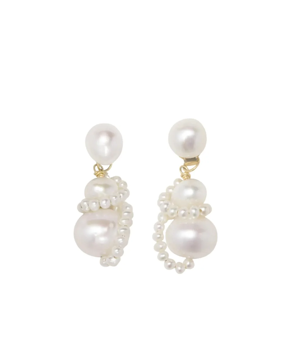 Сережки з перлів та переробленого золота з позолотою Completedworks P213, золотий колір • Купити в інтернет-магазині Kameron