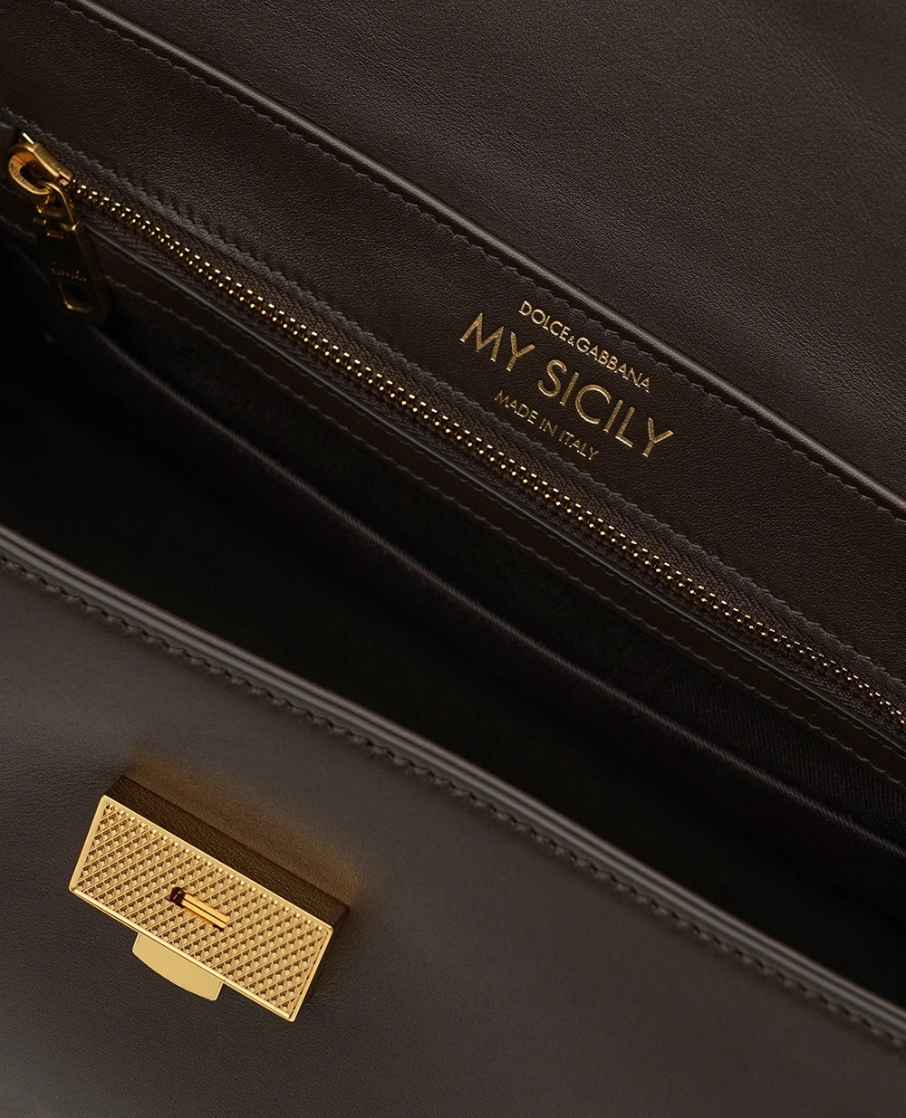 Сумка My Sicily з телячої шкіри Dolce&Gabbana BB7782-B7321, темно-коричневий колір • Купити в інтернет-магазині Kameron