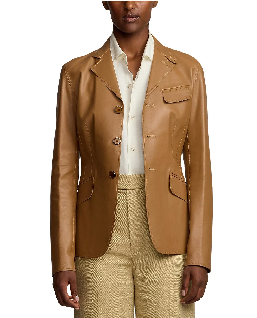 Кожаный жакет Ralph Lauren Collection 290965602001, коричневый цвет • Купить в интернет-магазине Kameron