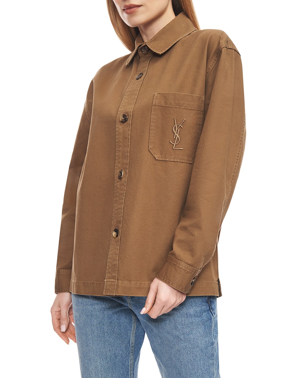 Рубашка CASSANDRE из хлопка и льна Saint Laurent 852696-Y253W, зеленый цвет • Купить в интернет-магазине Kameron