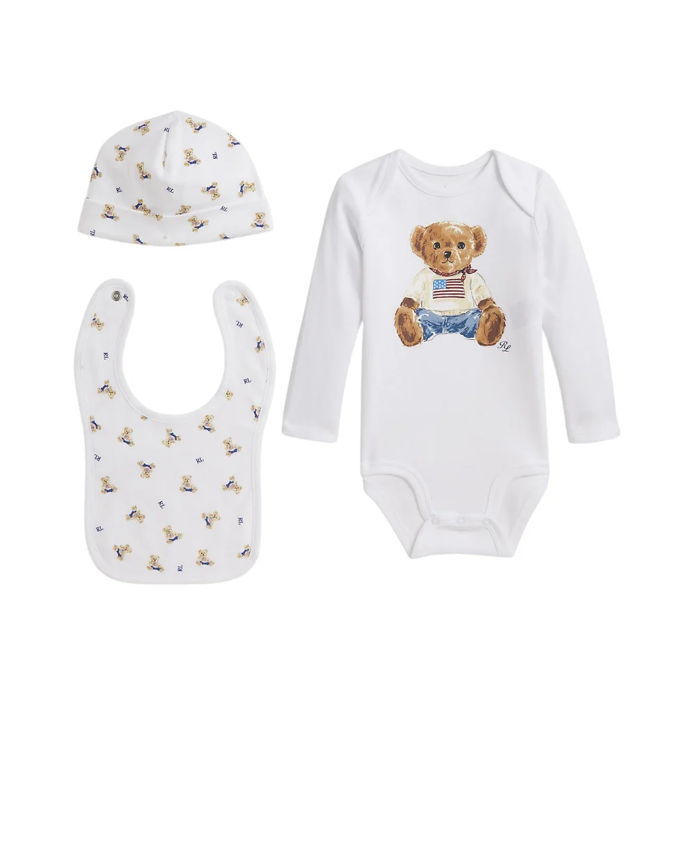 Подарунковий набір, дитячий боді з бавовни Polo Ralph Lauren Kids 320P00760001, білий колір • Купити в інтернет-магазині Kameron