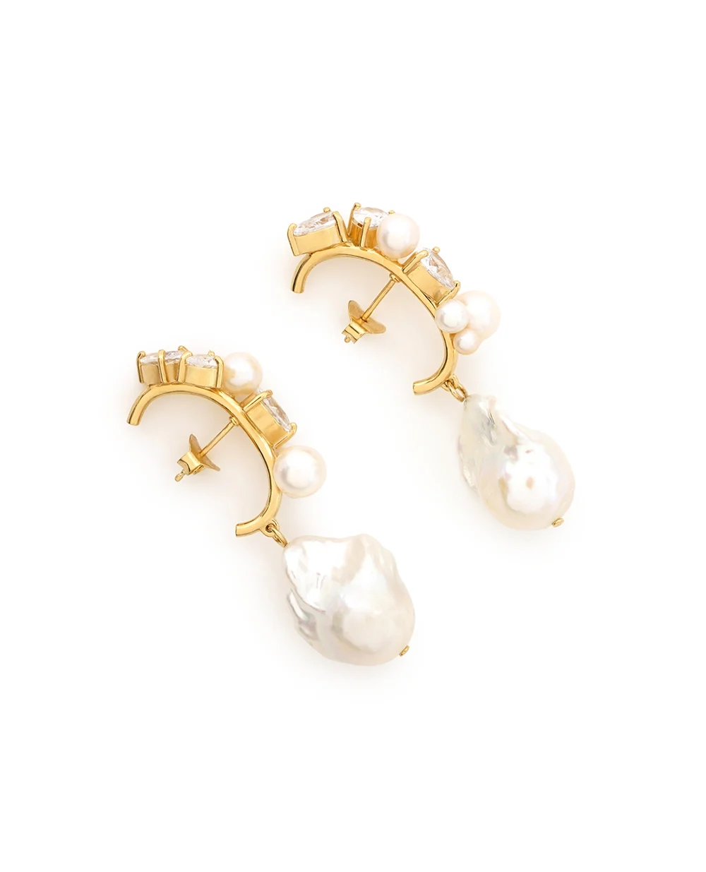Сережки із золота з перлами та білим топазом Completedworks P63, золотий колір • Купити в інтернет-магазині Kameron