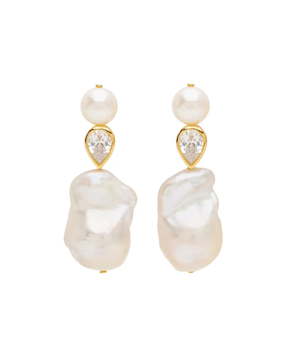 Сережки з переробленого золота з перлами і цирконієм Completedworks P56, золотий колір • Купити в інтернет-магазині Kameron