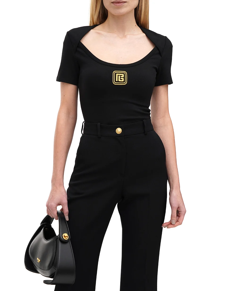 Футболка Balmain EF1EF101BC49, чорний колір • Купити в інтернет-магазині Kameron