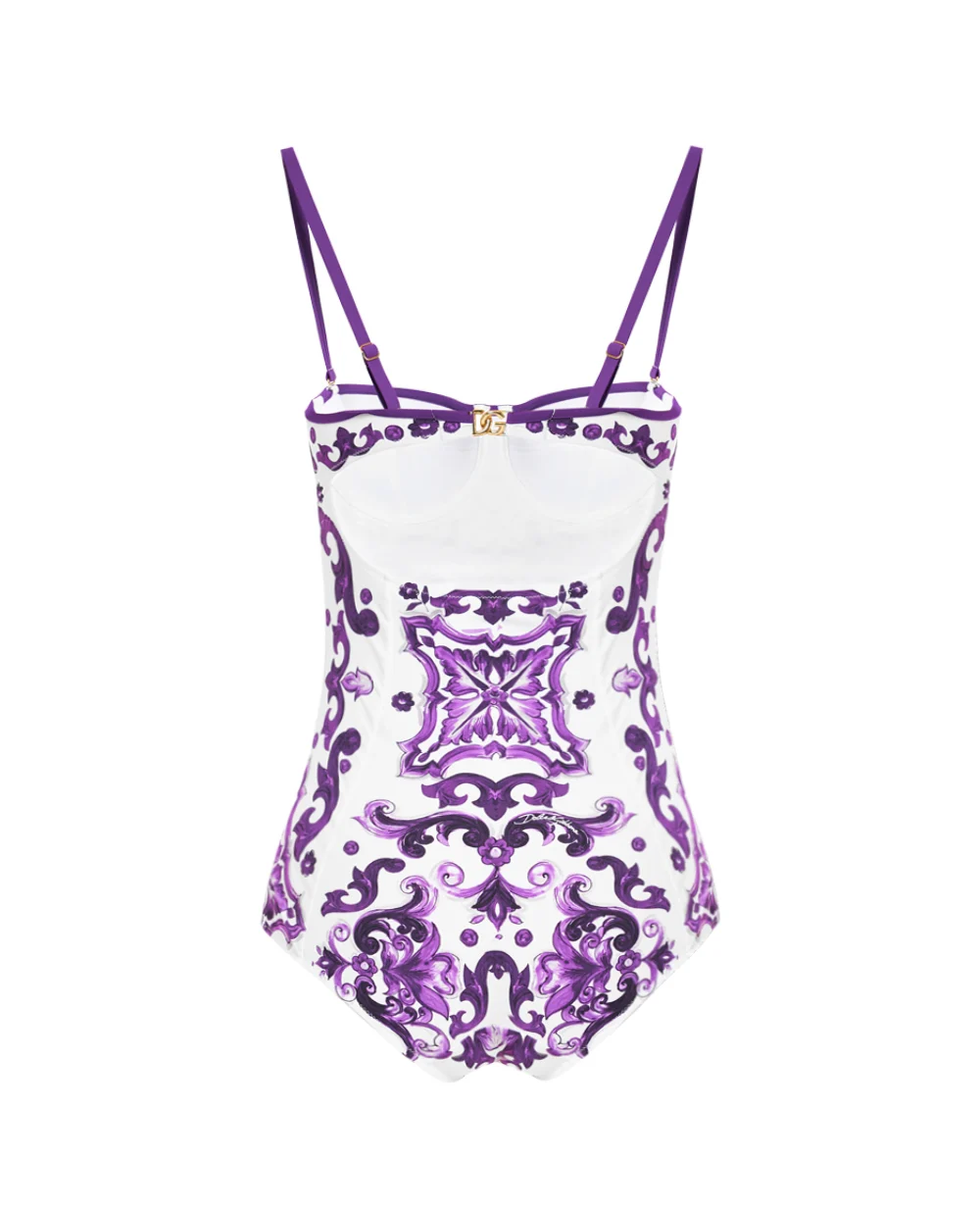 Купальник с принтом Майолика Dolce&Gabbana O9A13J-ONO19, фиолетовый цвет • Купить в интернет-магазине Kameron