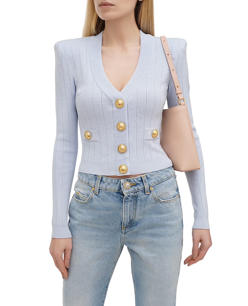 Кардиган Balmain DF1KL007KB07, блакитний колір • Купити в інтернет-магазині Kameron