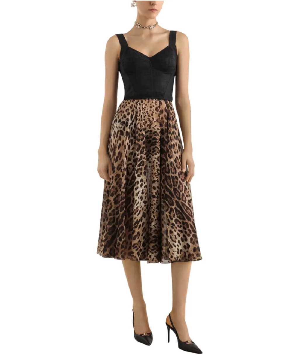 Бюстьє з корсетної жакардової тканини та мережива Dolce&Gabbana F7T19T-GDCLQ, чорний колір • Купити в інтернет-магазині Kameron