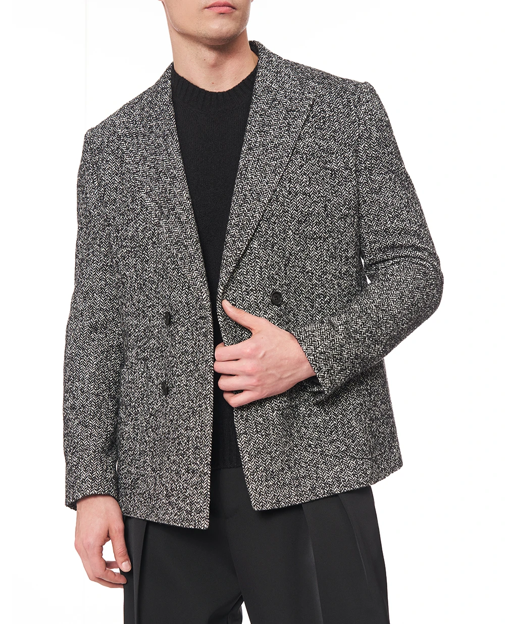 Піджак двобортний Portofino з вовни Dolce&Gabbana G2NZ2T-FCZAH, чорний колір • Купити в інтернет-магазині Kameron