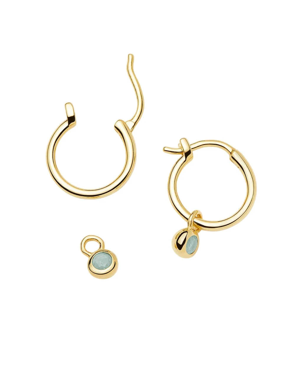 Сережки-кільця з мініатюрними підвісками Missoma BSH-G-E2-MAQ, золотий колір • Купити в інтернет-магазині Kameron