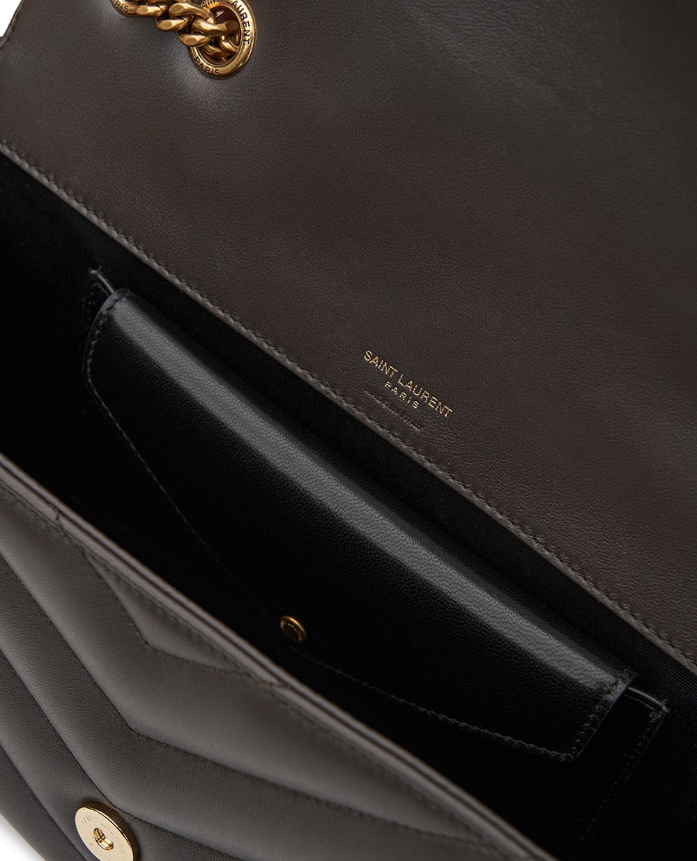 Сумка LOULOU Medium зі шкіри ягняти Saint Laurent 801439-AAEAX, темно-сірий колір • Купити в інтернет-магазині Kameron