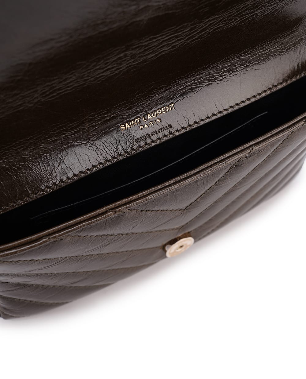 Кожаная сумка College Mini Saint Laurent 779430-DZH07, темно-зеленый цвет • Купить в интернет-магазине Kameron