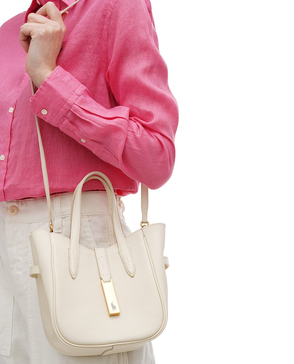 Шкіряна сумка Polo ID Small Polo Ralph Lauren 428942195005, молочний колір • Купити в інтернет-магазині Kameron