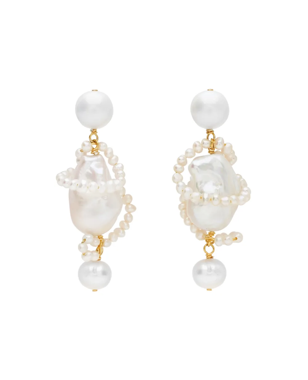 Сережки з перлів та переробленого золота з позолотою Completedworks P161, золотий колір • Купити в інтернет-магазині Kameron