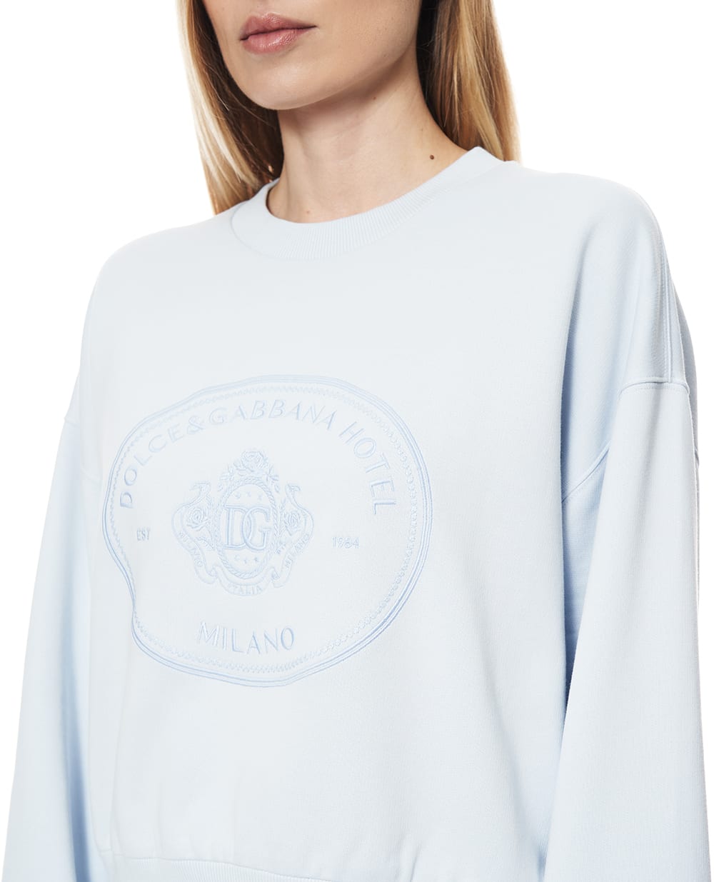 Світшот з вишивкою (костюм) Dolce&Gabbana F9Q92Z-GDDMO, блакитний колір • Купити в інтернет-магазині Kameron