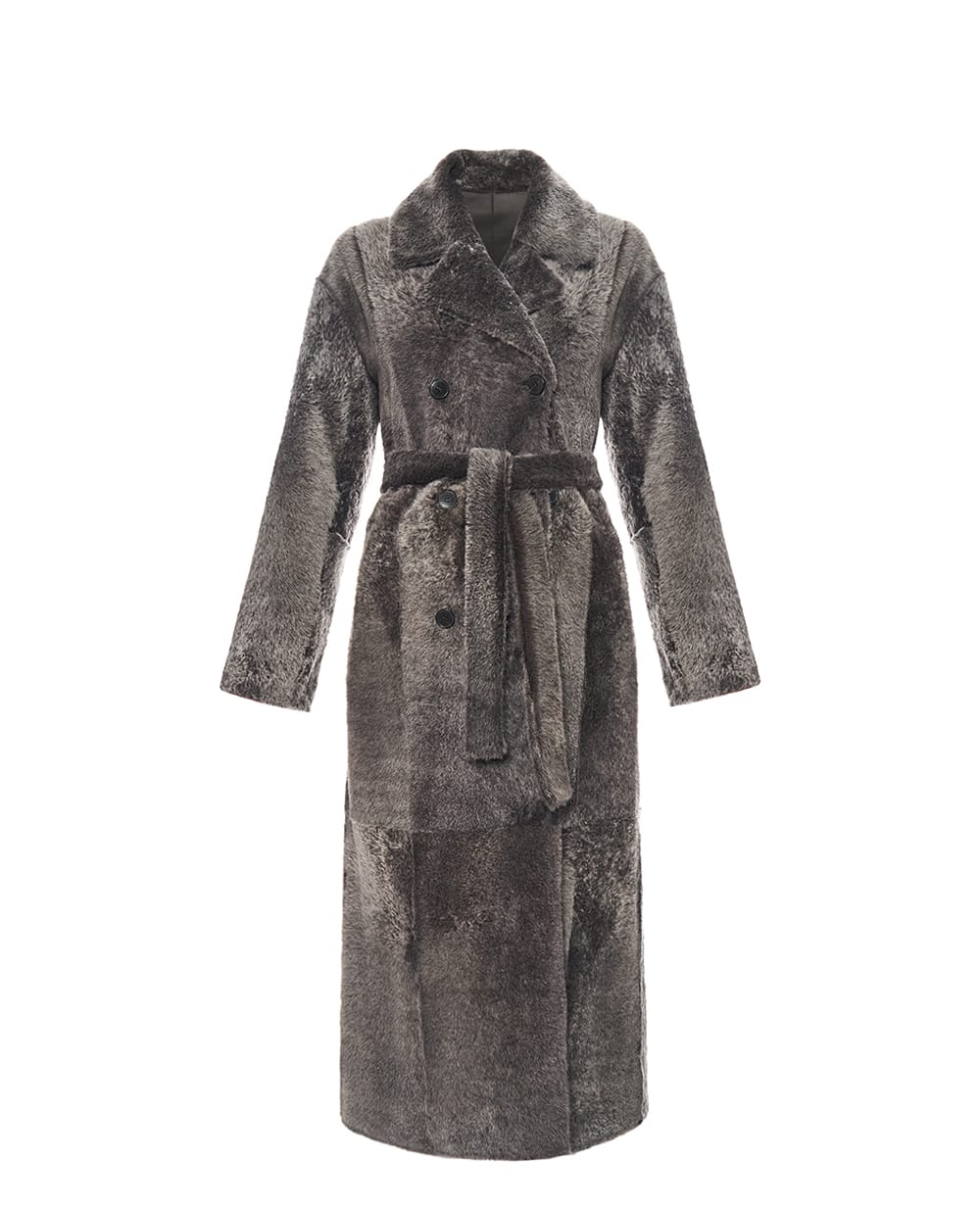 Шуба двобортна з овчини Yves Salomon 25WYM64230MELA, сірий колір • Купити в інтернет-магазині Kameron