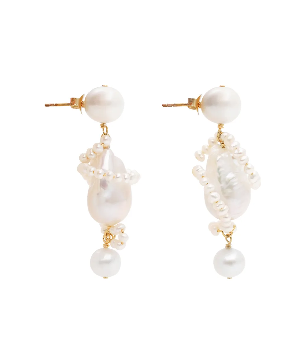 Сережки з перлів та переробленого золота з позолотою Completedworks P161, золотий колір • Купити в інтернет-магазині Kameron
