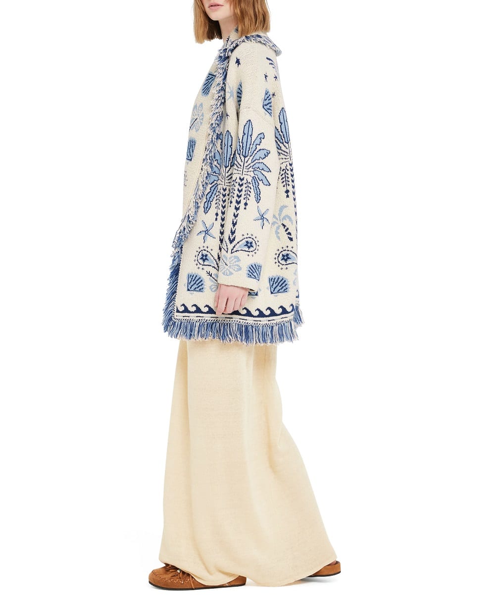 Кардиган из шерсти и хлопка Alanui LWHB064R26KNI003OF45, голубой цвет • Купить в интернет-магазине Kameron