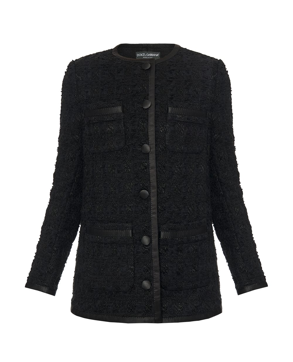 Жакет однобортний з твіду Dolce&Gabbana F27EET-HUMJK, чорний колір • Купити в інтернет-магазині Kameron