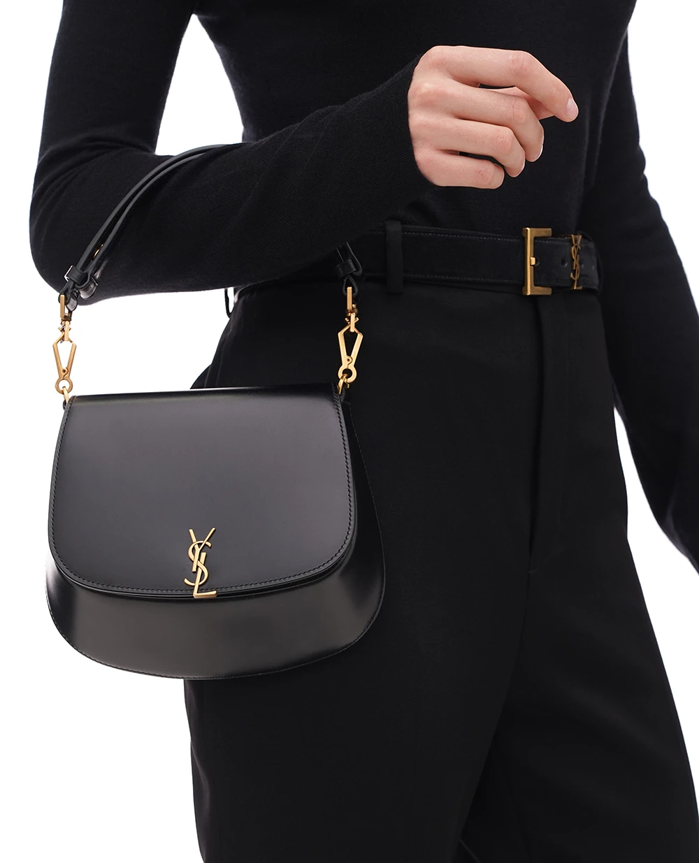Кожаная сумка Voltaire Top Handle Bronze Saint Laurent 800846-0SX0W, черный цвет • Купить в интернет-магазине Kameron
