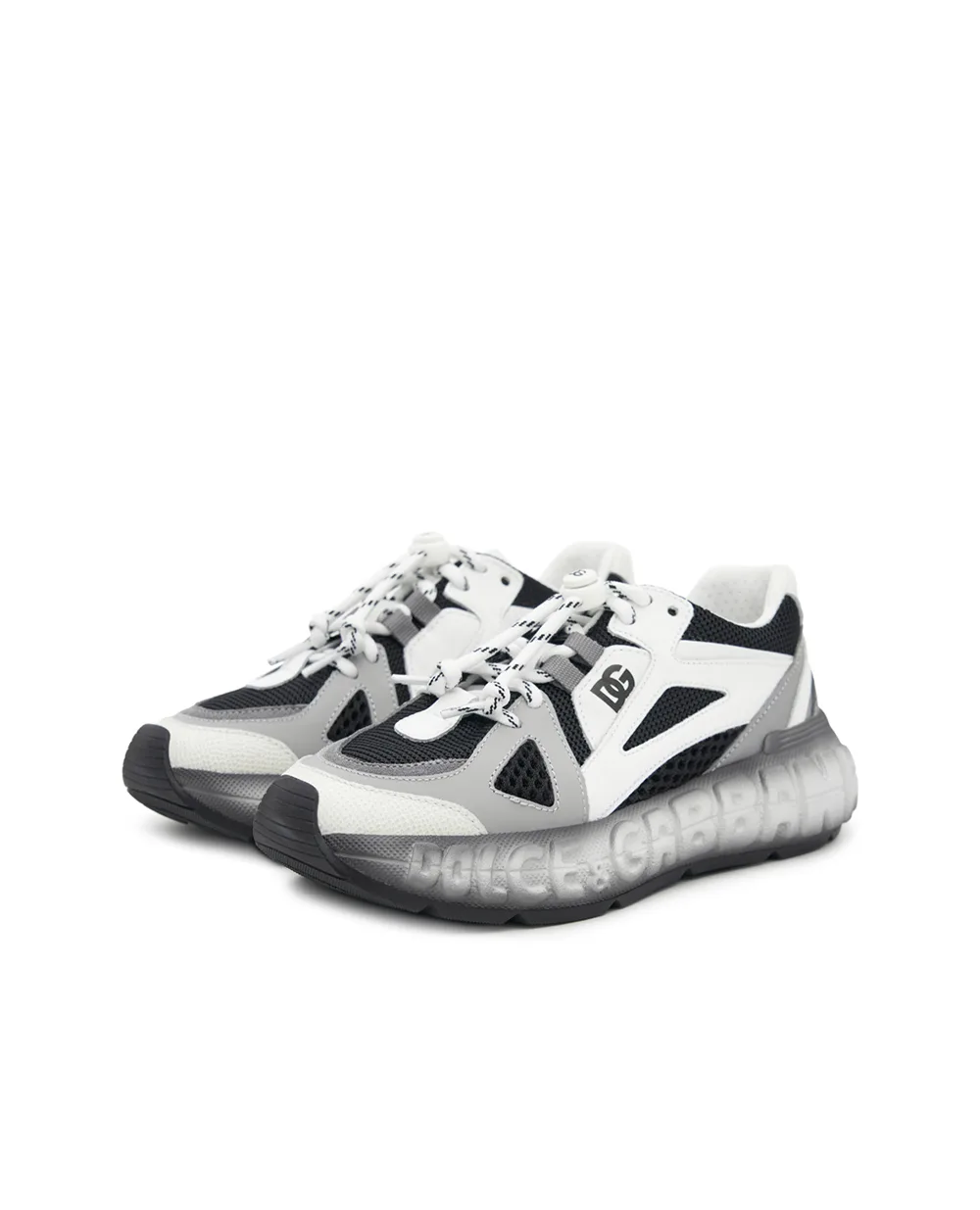 Дитячі кросівки DG Bounce 12 з нейлону та телячої шкіри Dolce&Gabbana Kids DA5290-AX260-M, сірий колір • Купити в інтернет-магазині Kameron