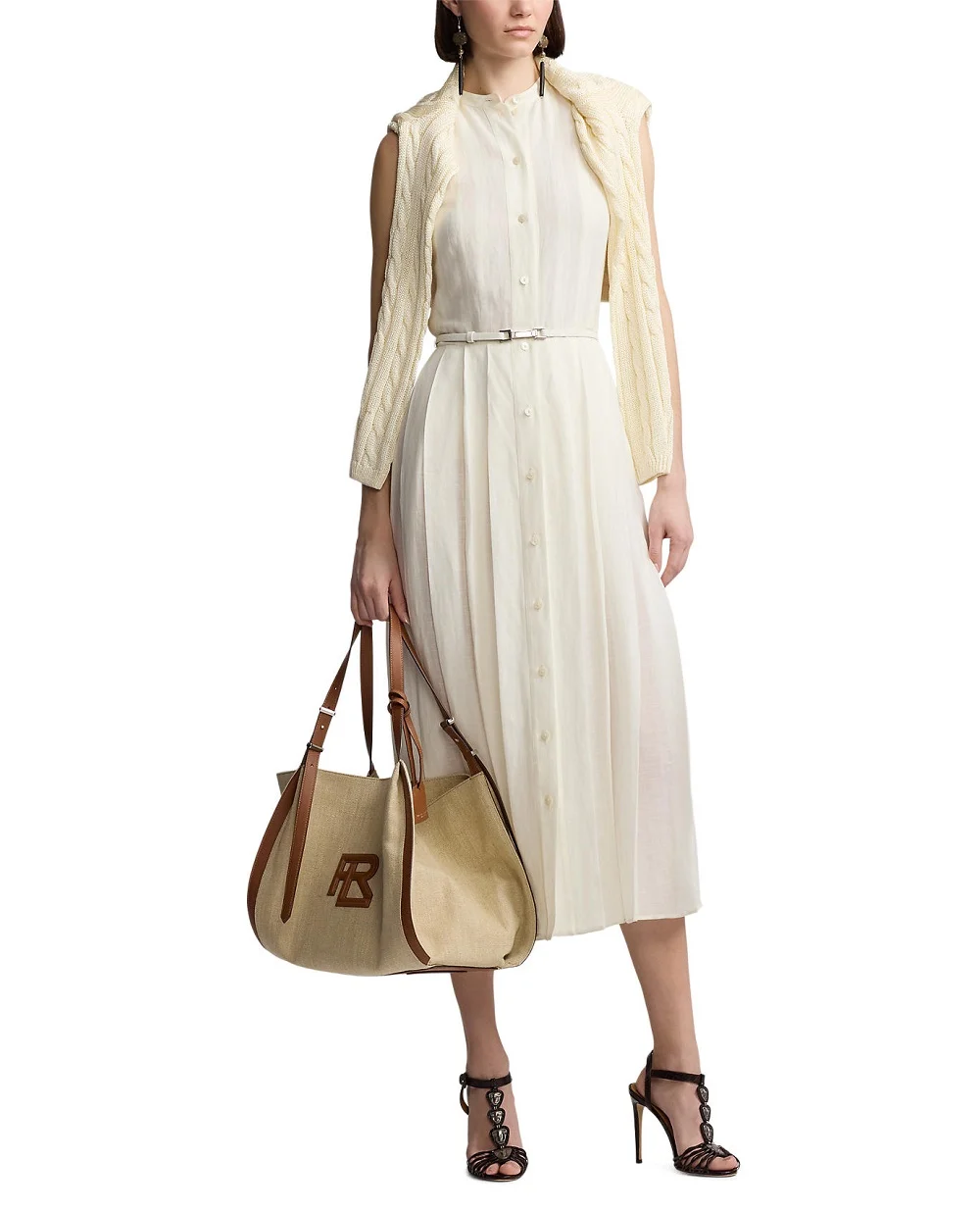 Лляна сукня Ralph Lauren Collection 290962950002, кремовий колір • Купити в інтернет-магазині Kameron