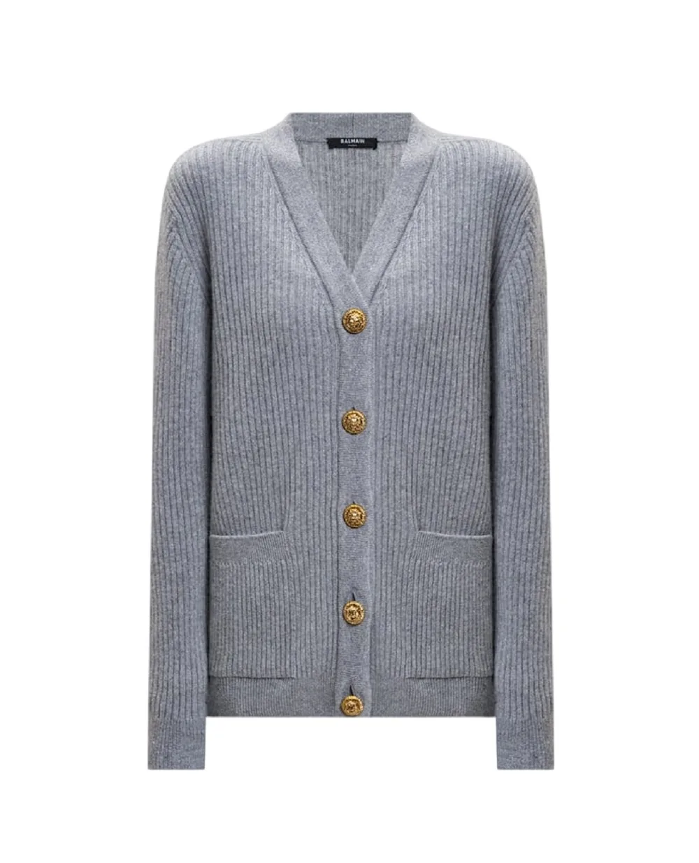 Кардиган із кашеміру та вовни Balmain FF0KO003KJ17, сірий колір • Купити в інтернет-магазині Kameron