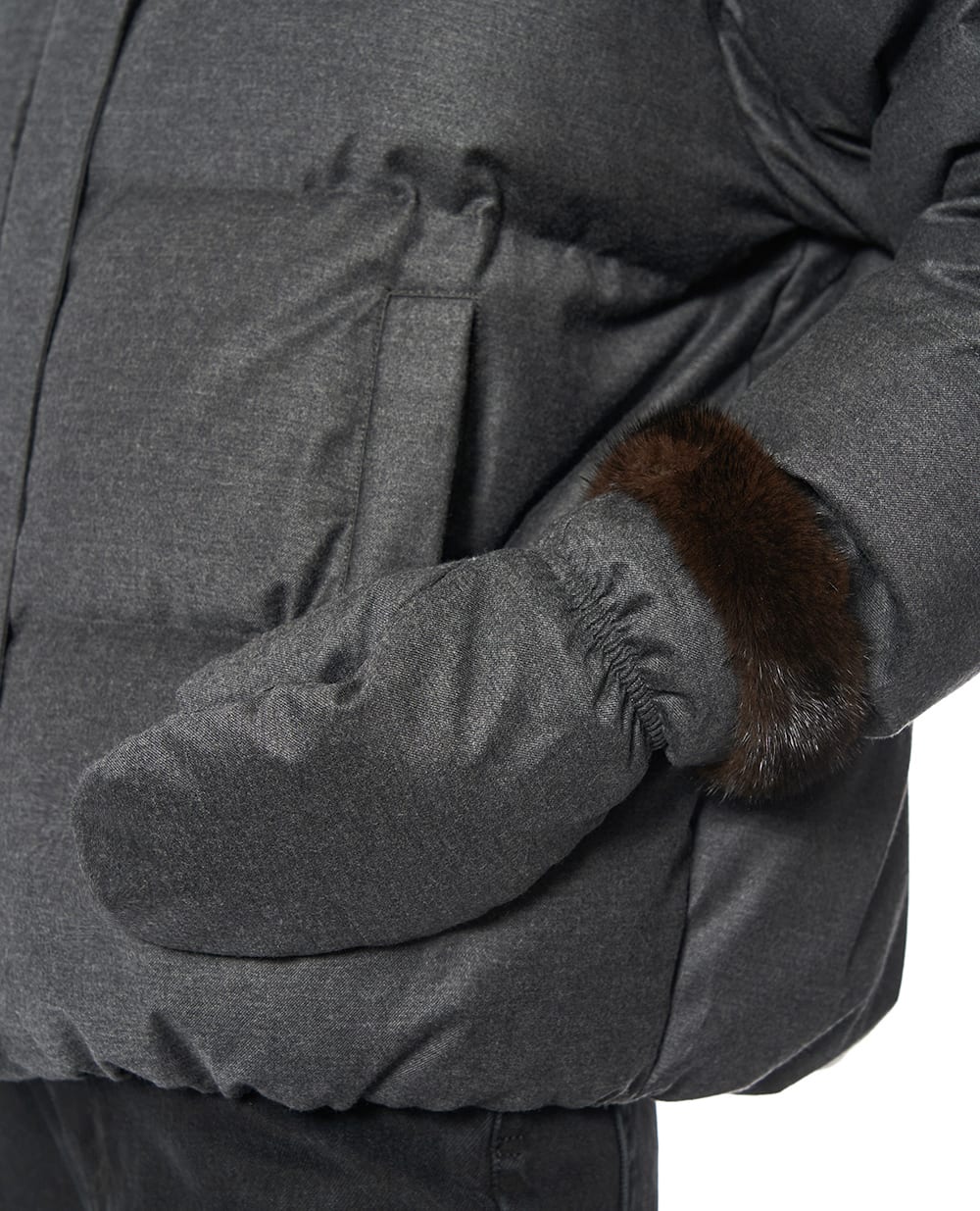 Куртка з рукавичками Yves Salomon 26WYV05966WO2W, сірий колір • Купити в інтернет-магазині Kameron