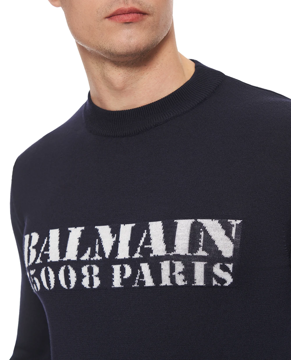 Джемпер из шерсти Balmain FH1KD000KI84, синий цвет • Купить в интернет-магазине Kameron