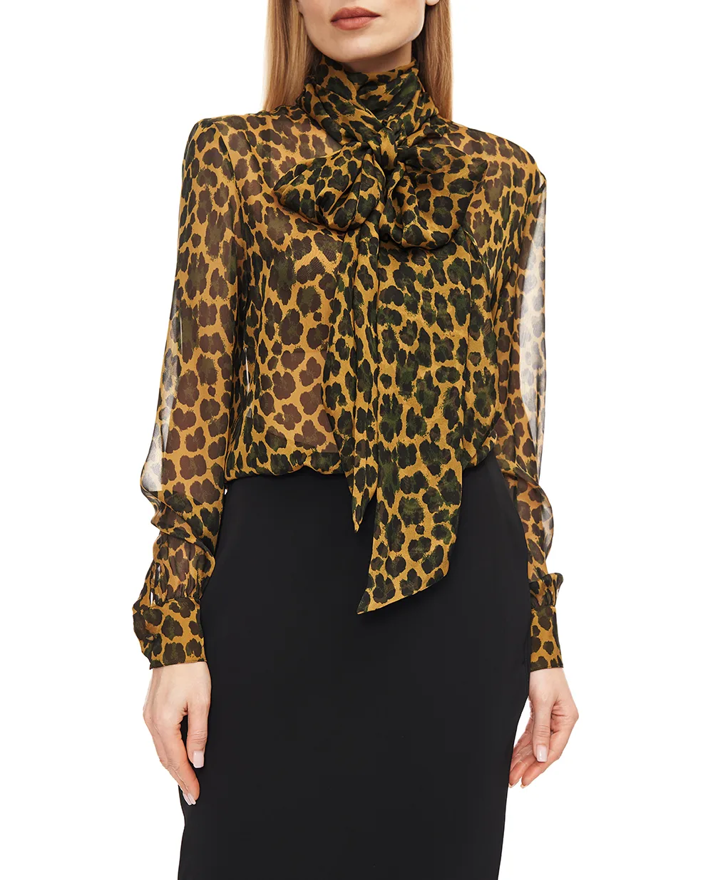 Блуза из шёлка Saint Laurent 851373-Y5J72, черный цвет • Купить в интернет-магазине Kameron