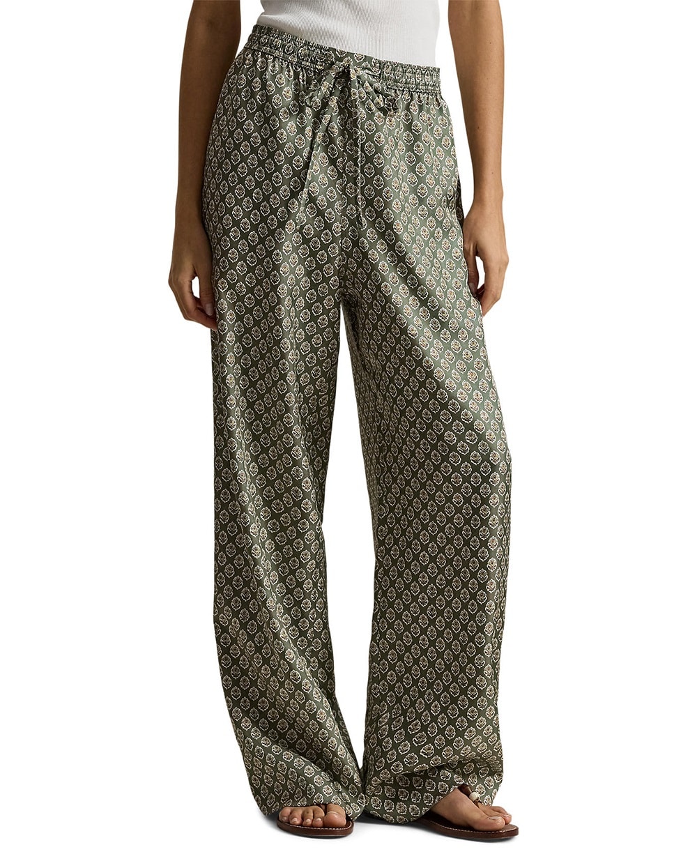 Пижамные брюки из шелка (костюм) Polo Ralph Lauren 211A96338001, зеленый цвет • Купить в интернет-магазине Kameron