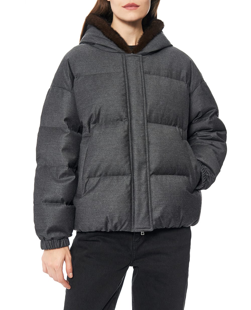 Куртка з рукавичками Yves Salomon 26WYV05966WO2W, сірий колір • Купити в інтернет-магазині Kameron