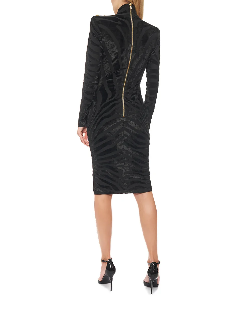 Платье бархатное Balmain FF0RF075JL11, черный цвет • Купить в интернет-магазине Kameron