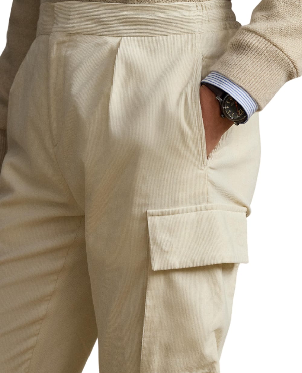 Вельветовые брюки-карго Ralph Lauren Purple Label 798P06860002, кремовый цвет • Купить в интернет-магазине Kameron