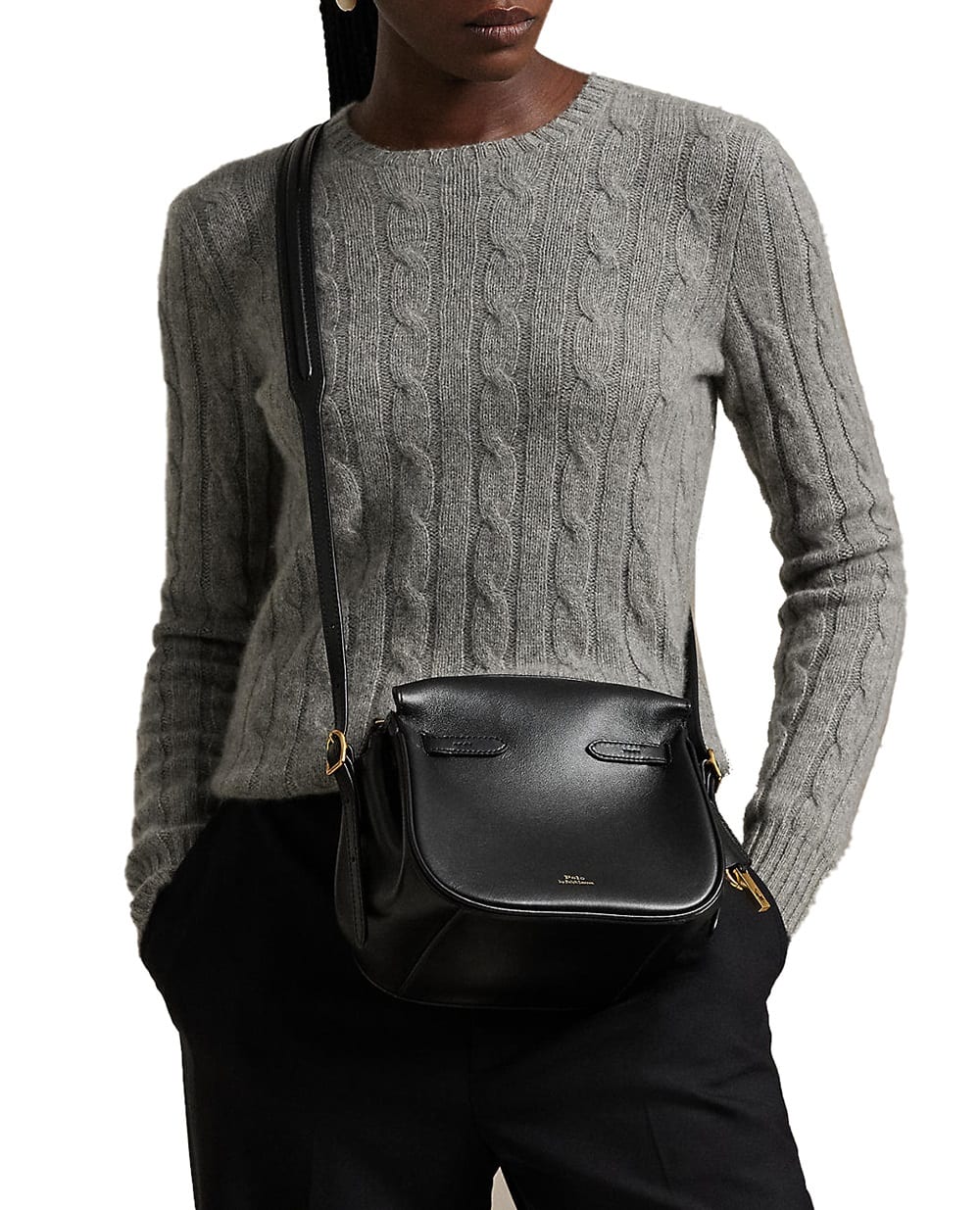 Кожаная мини-сумка Polo ID Polo Ralph Lauren 428955415001, черный цвет • Купить в интернет-магазине Kameron